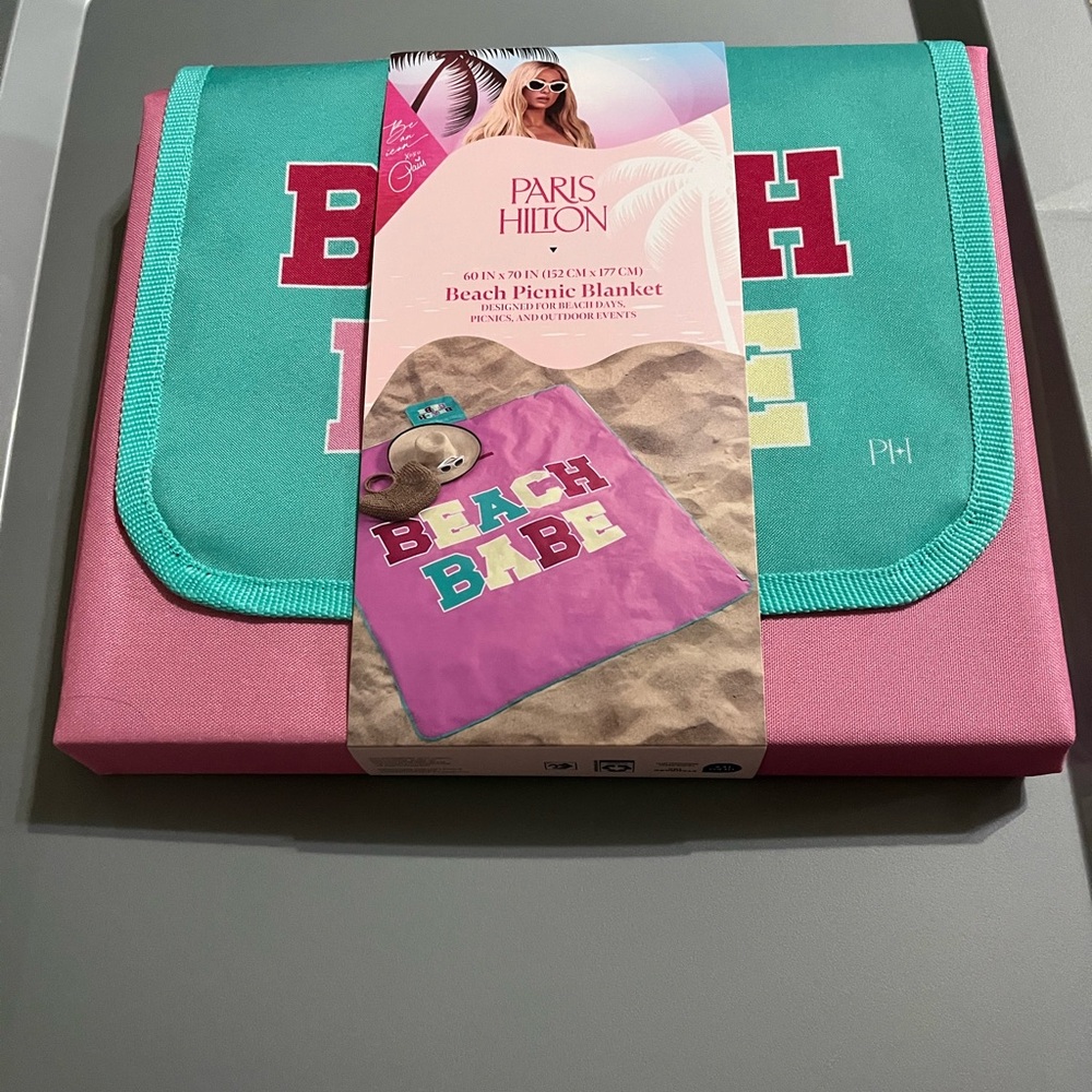 Paris Hilton Pink and Teal Beach Babe Blanket